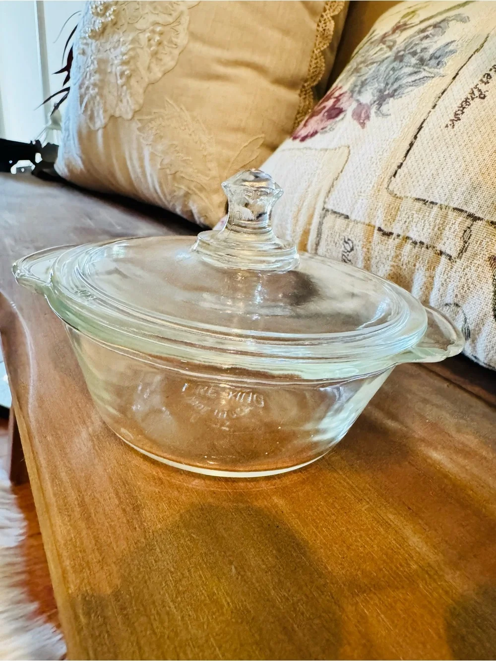 Vintage Fire King Small 8oz. Glass Casserole Dish w Lid